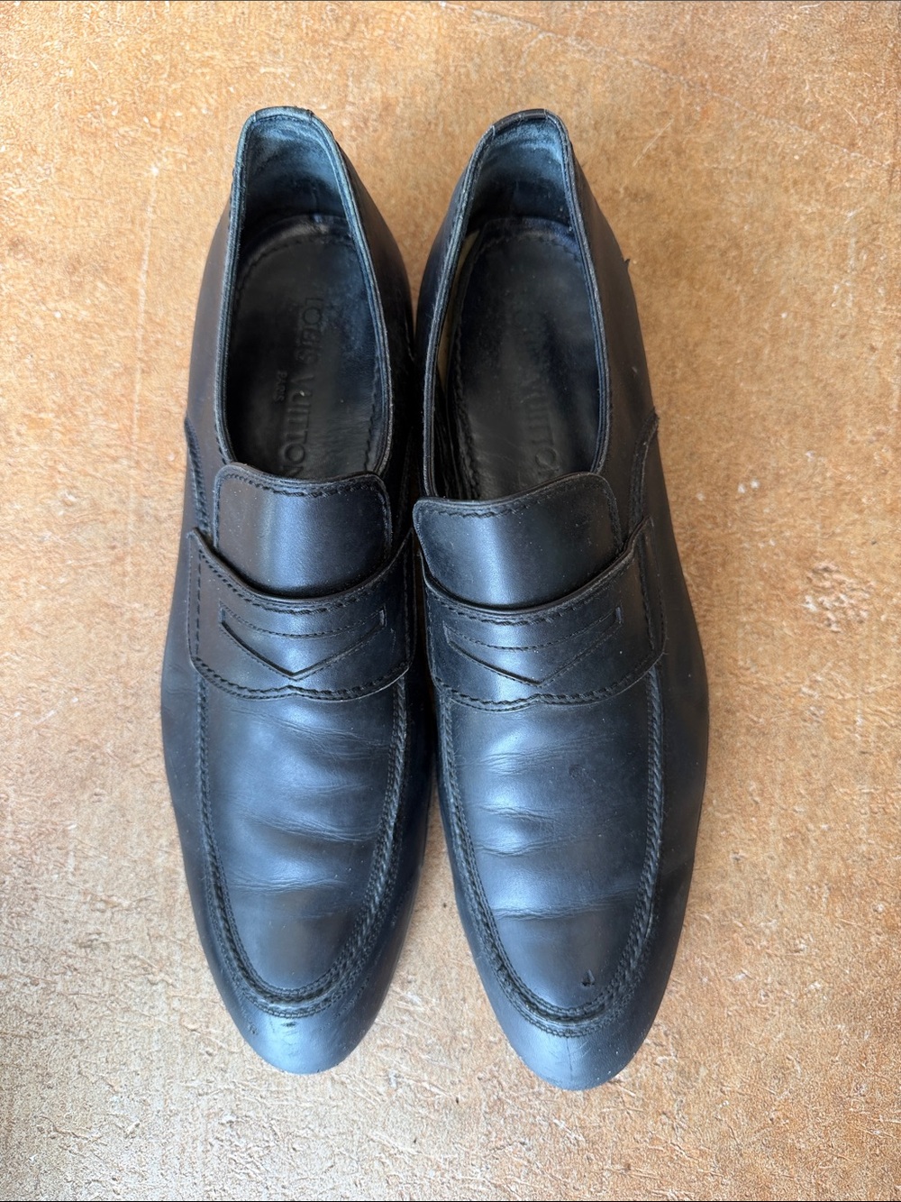Louis Vuitton Black Leather Penny Loafers - Men